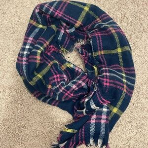 Navy blue-pink  Plaid Blanket Scarf